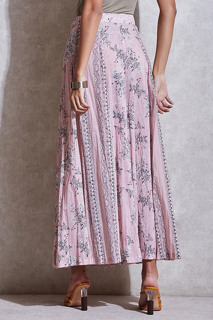 Pink Floral Flared Palazzo Pants by Ritu Kumar at Pernia's Pop Up Shop
