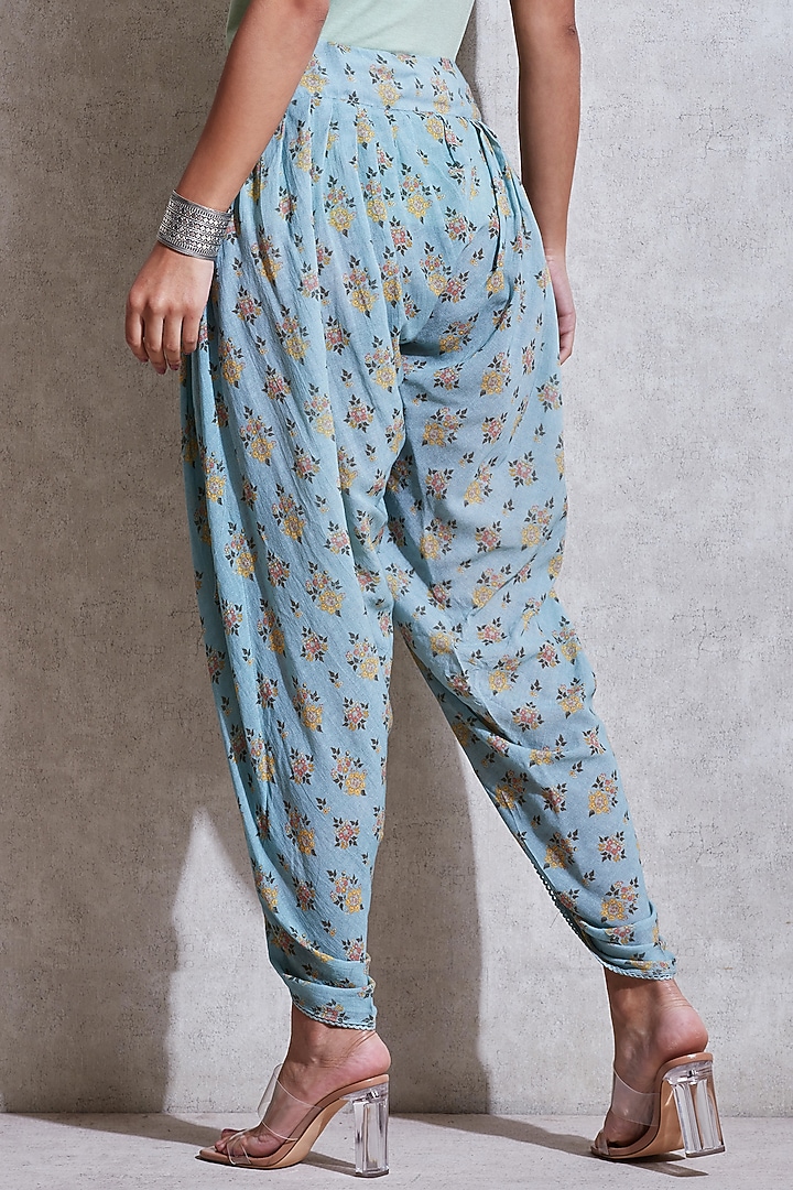 Sea Green Floral Dhoti Pants by Ritu Kumar at Pernia's Pop Up Shop