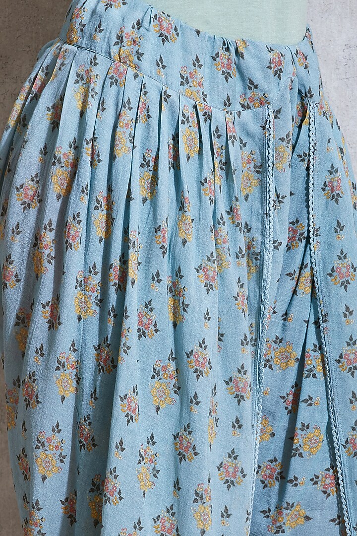 Sea Green Floral Dhoti Pants by Ritu Kumar at Pernia's Pop Up Shop