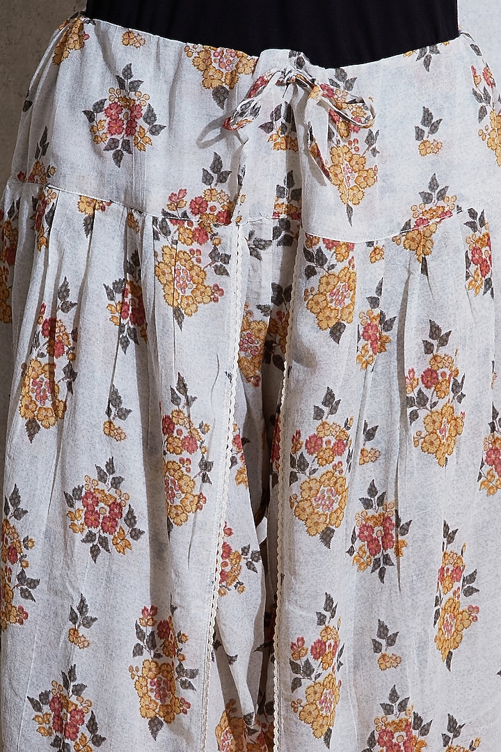 Ecru & Mustard Floral Dhoti Pants by Ritu Kumar at Pernia's Pop Up Shop