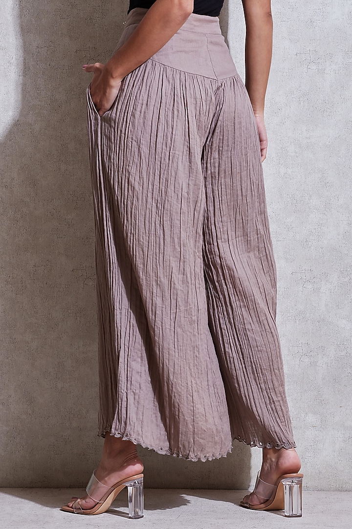 Grey Crinkle Palazzo Pants by Ritu Kumar at Pernia's Pop Up Shop