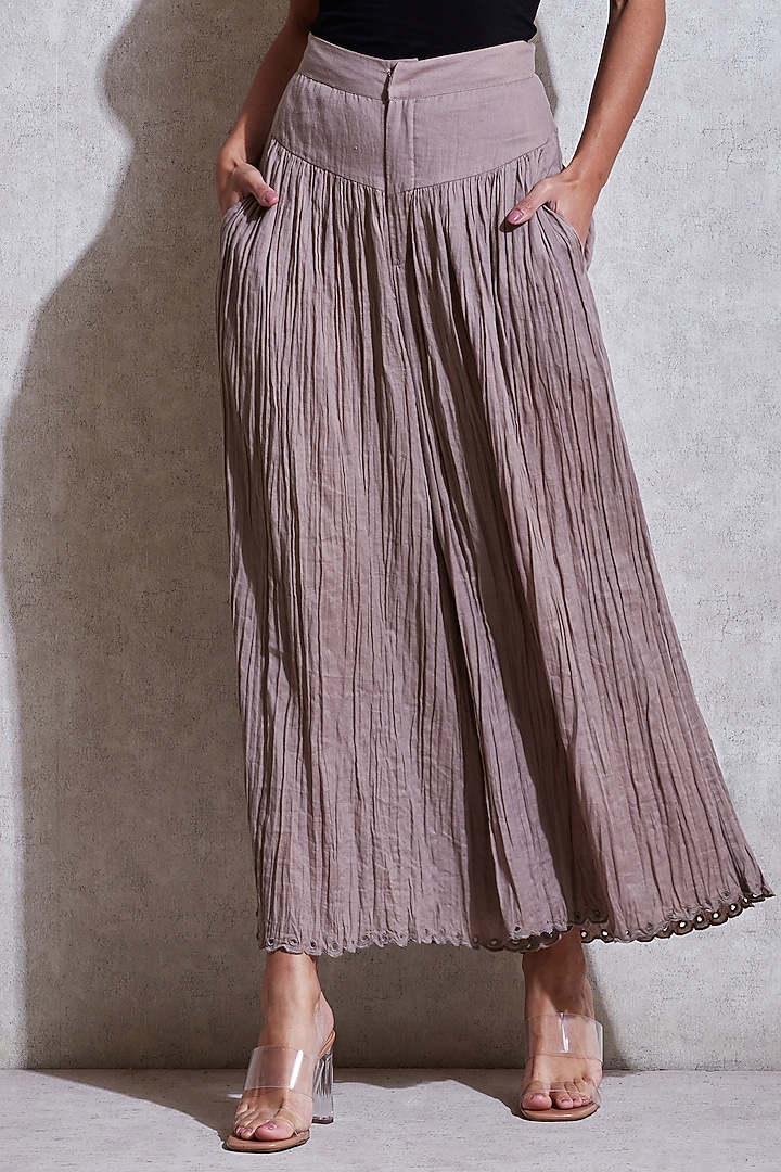 Grey Crinkle Palazzo Pants by Ritu Kumar at Pernia's Pop Up Shop