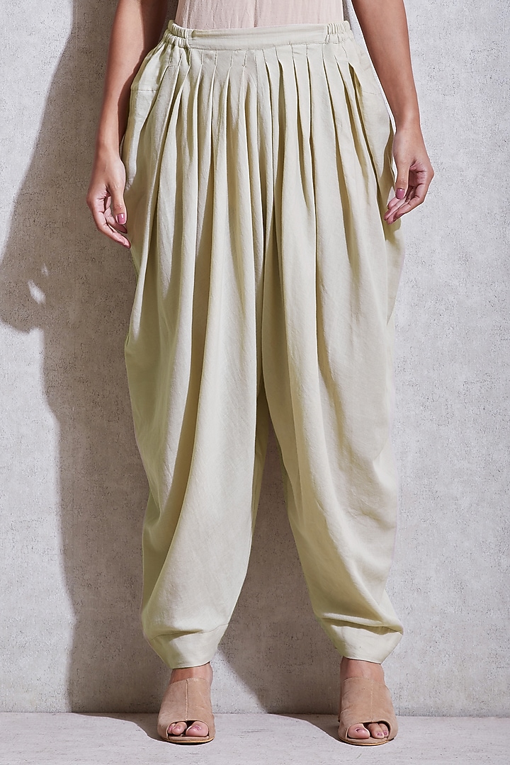 Ecru White Voile Dhoti Pants by Ritu Kumar at Pernia's Pop Up Shop