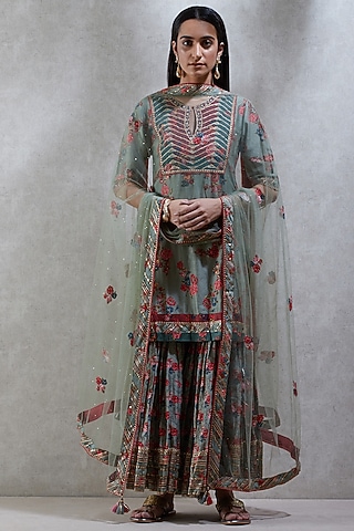 Mint Green Gharara Set by Ritu Kumar