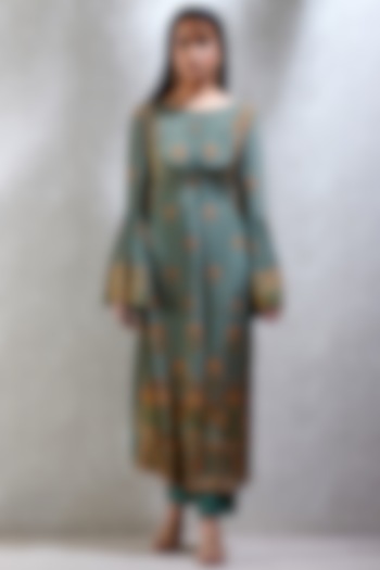 Sea Green & Beige Kurta With Pants by Ritu Kumar at Pernia's Pop Up Shop