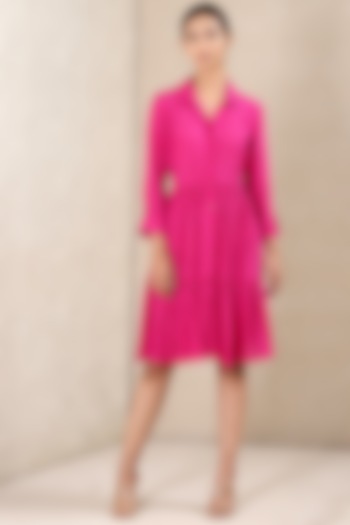 Pink Viscose Silk Dress by Ritu Kumar