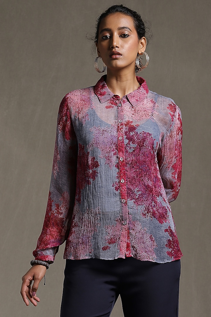 Blue & Purple Printed Shirt by Ritu Kumar at Pernia's Pop Up Shop