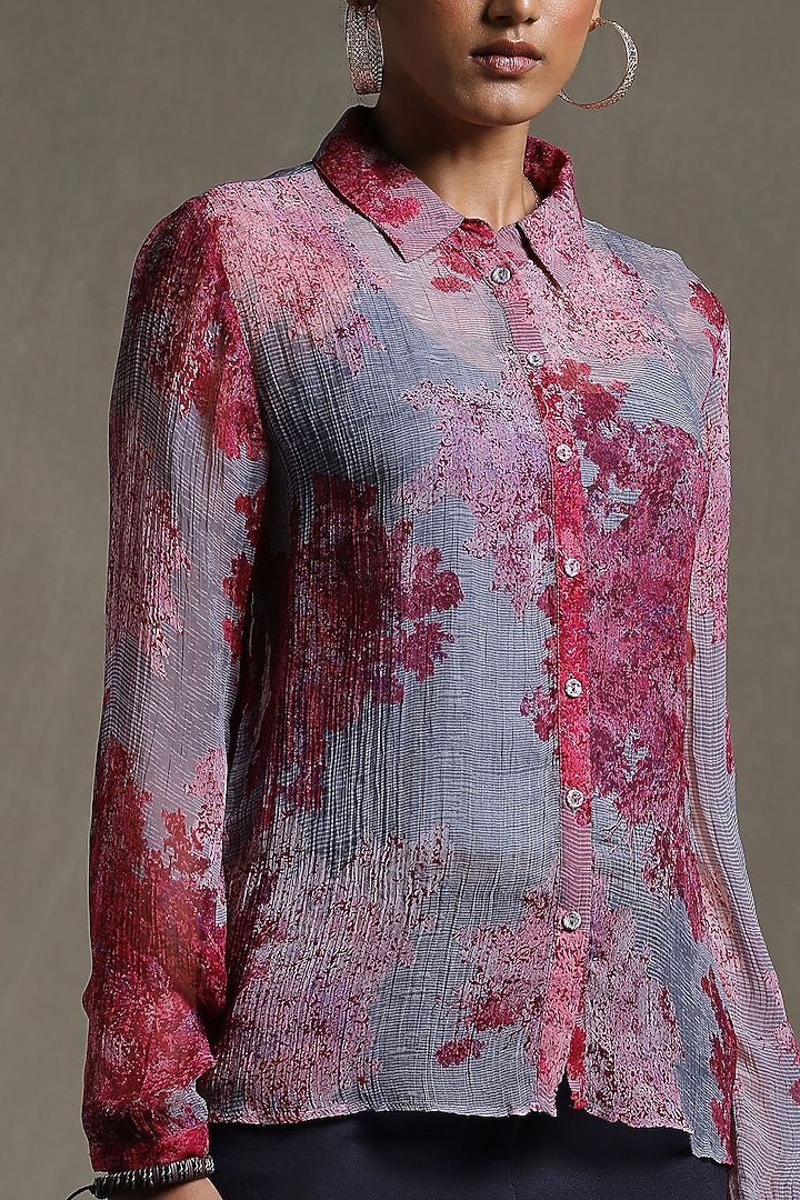 Blue & Purple Printed Shirt by Ritu Kumar at Pernia's Pop Up Shop