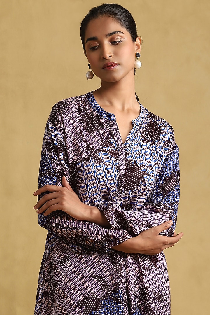 Blue Viscose Printed Kurta Set by Ritu Kumar at Pernia's Pop Up Shop