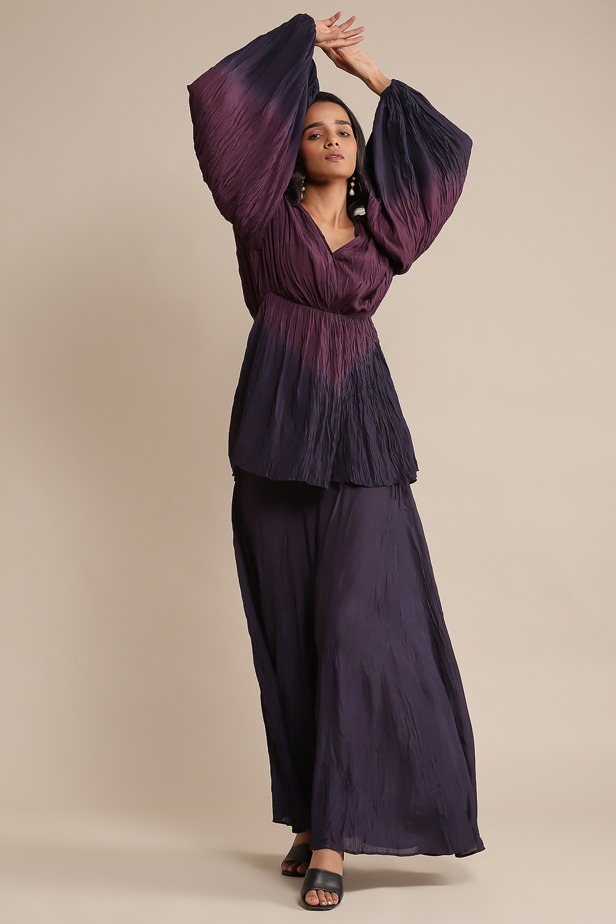 Purple Viscose Silk Sharara Set by Ritu Kumar at Pernia's Pop Up Shop