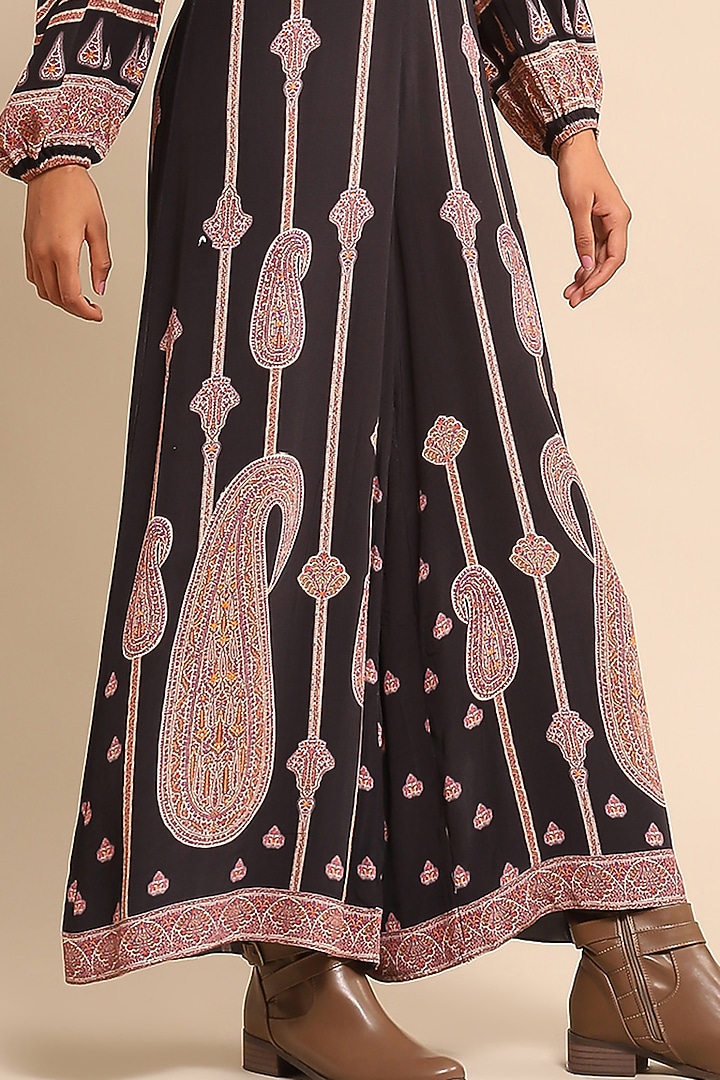 Black Crepe Printed Jumpsuit by Ritu Kumar at Pernia's Pop Up Shop