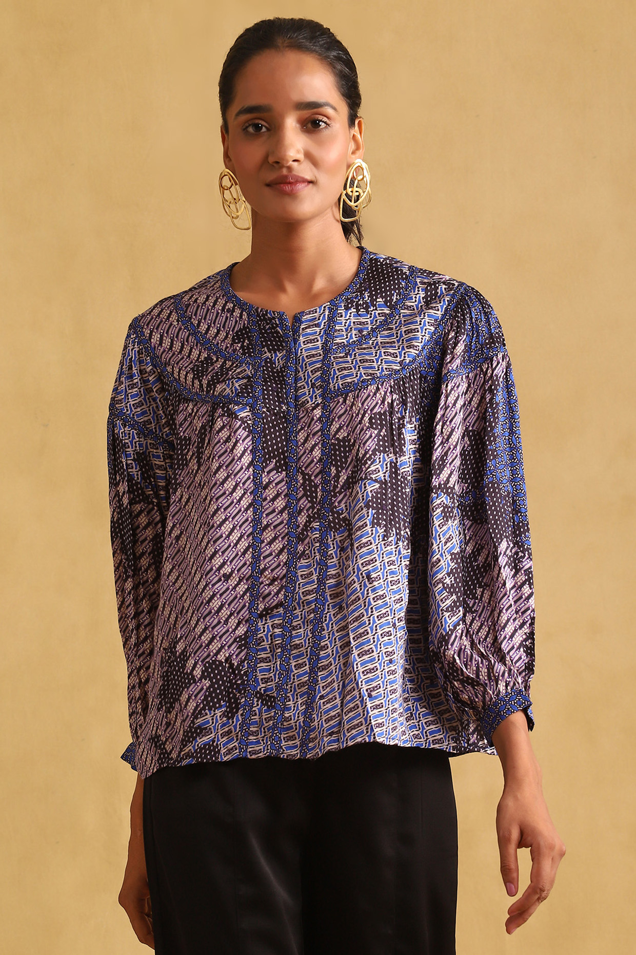 Blue Viscose Printed Tunic by Ritu Kumar at Pernia's Pop Up Shop
