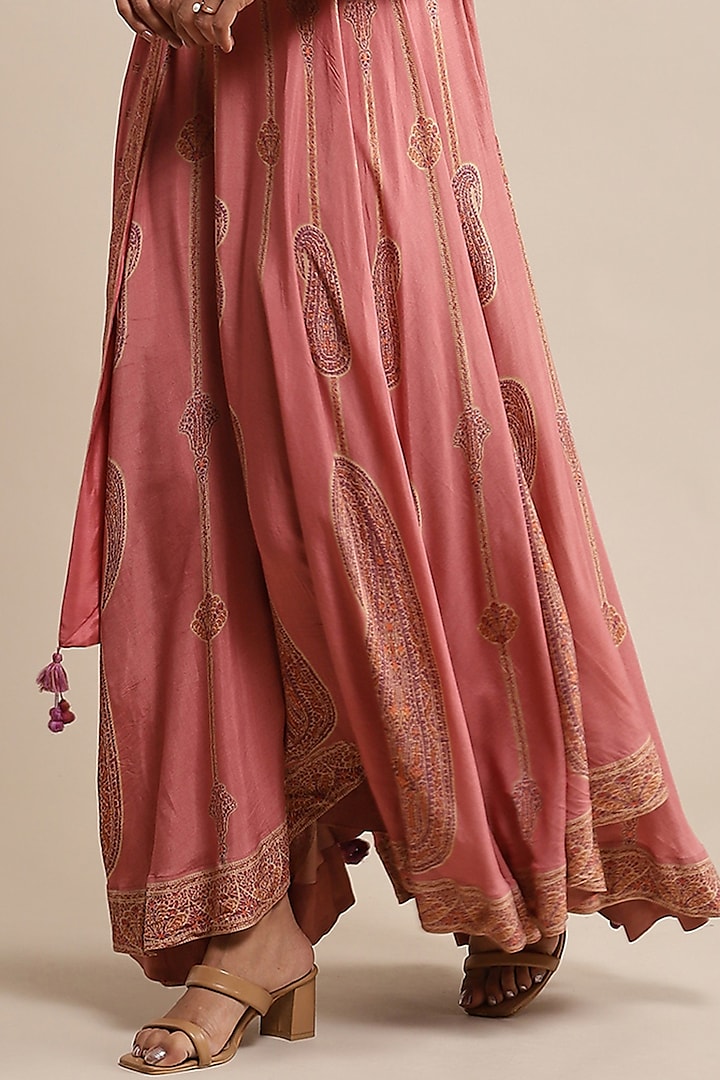 Pink Crepe Printed Party Wear Anarkali Set by Ritu Kumar at Pernia's Pop Up Shop