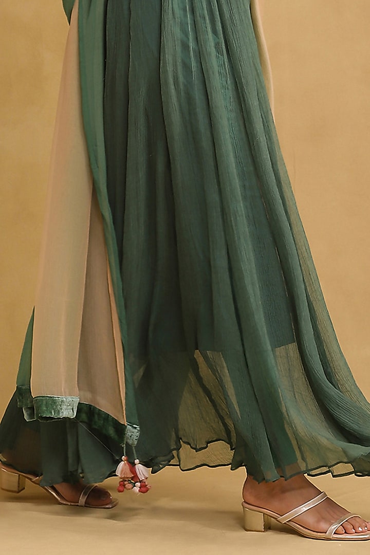 Green Chiffon Embroidered Party Wear Anarkali Set by Ritu Kumar at Pernia's Pop Up Shop
