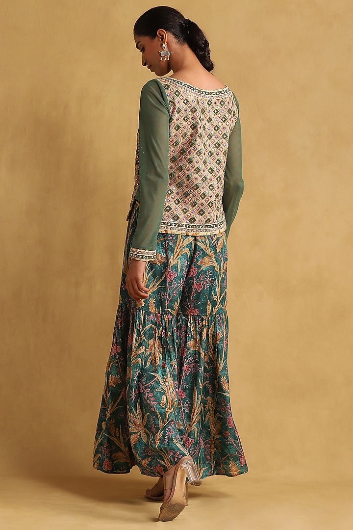 Green Cotton Party Wear Sharara Set by Ritu Kumar at Pernia's Pop Up Shop