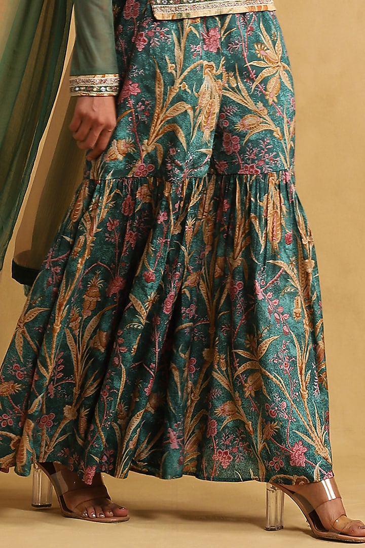 Green Cotton Party Wear Sharara Set by Ritu Kumar at Pernia's Pop Up Shop