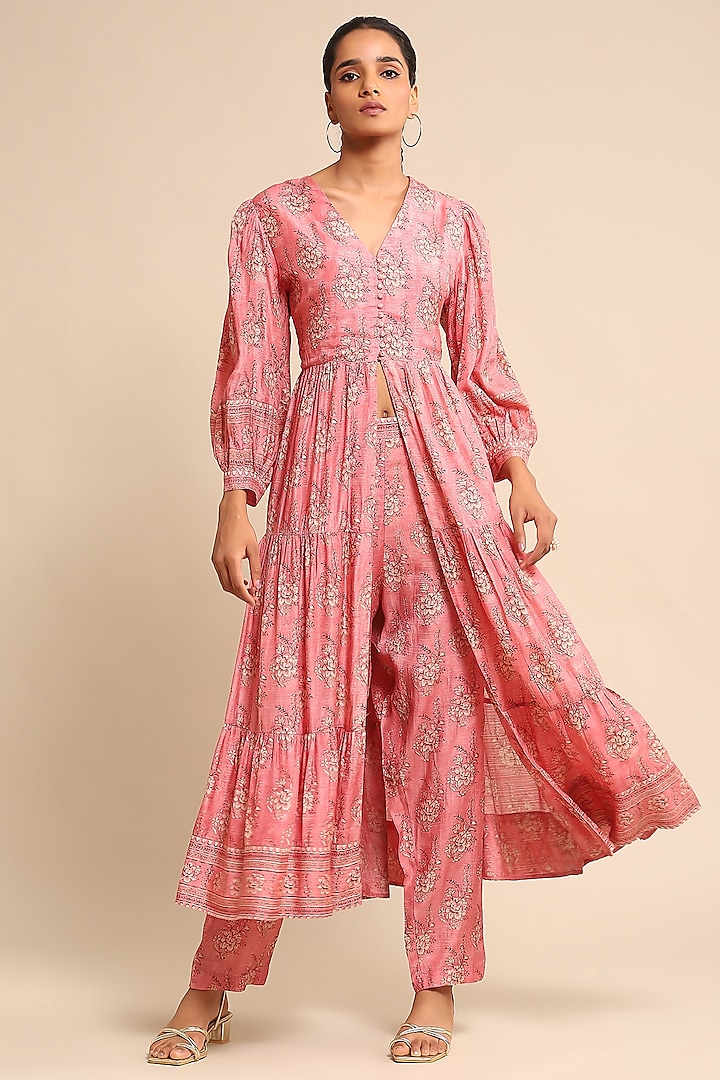 Pink Viscose Printed Kurta Set by Ritu Kumar at Pernia's Pop Up Shop