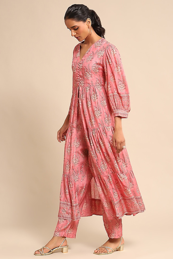 Pink Viscose Printed Kurta Set by Ritu Kumar at Pernia's Pop Up Shop
