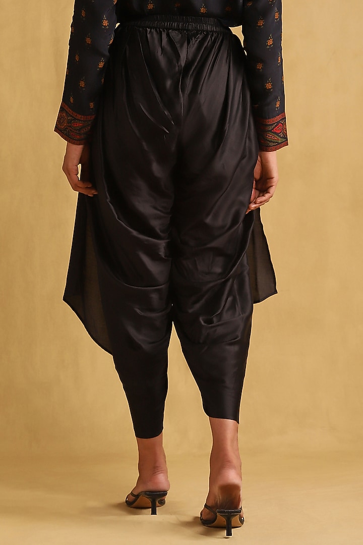 Black Satin Draped Dhoti Salwar Pants by Ritu Kumar at Pernia's Pop Up Shop
