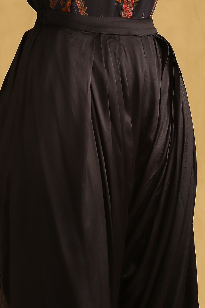 Black Satin Draped Dhoti Salwar Pants by Ritu Kumar at Pernia's Pop Up Shop