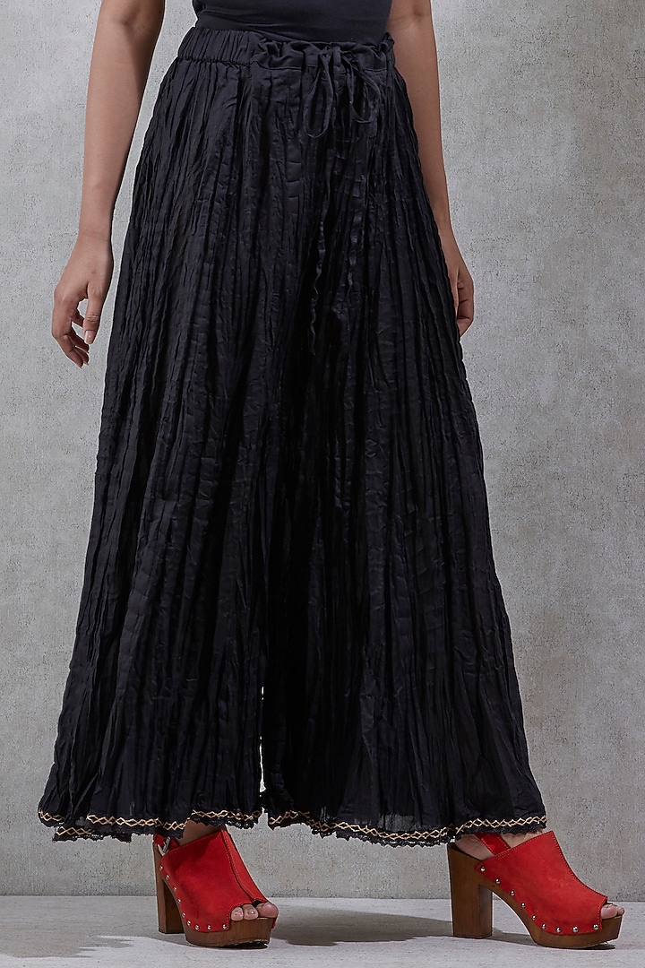 Black Flared Palazzo Pants by Ritu Kumar at Pernia's Pop Up Shop