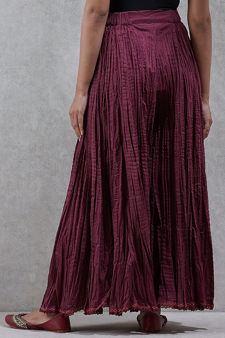 Burgundy Flared Palazzo Pants by Ritu Kumar at Pernia's Pop Up Shop