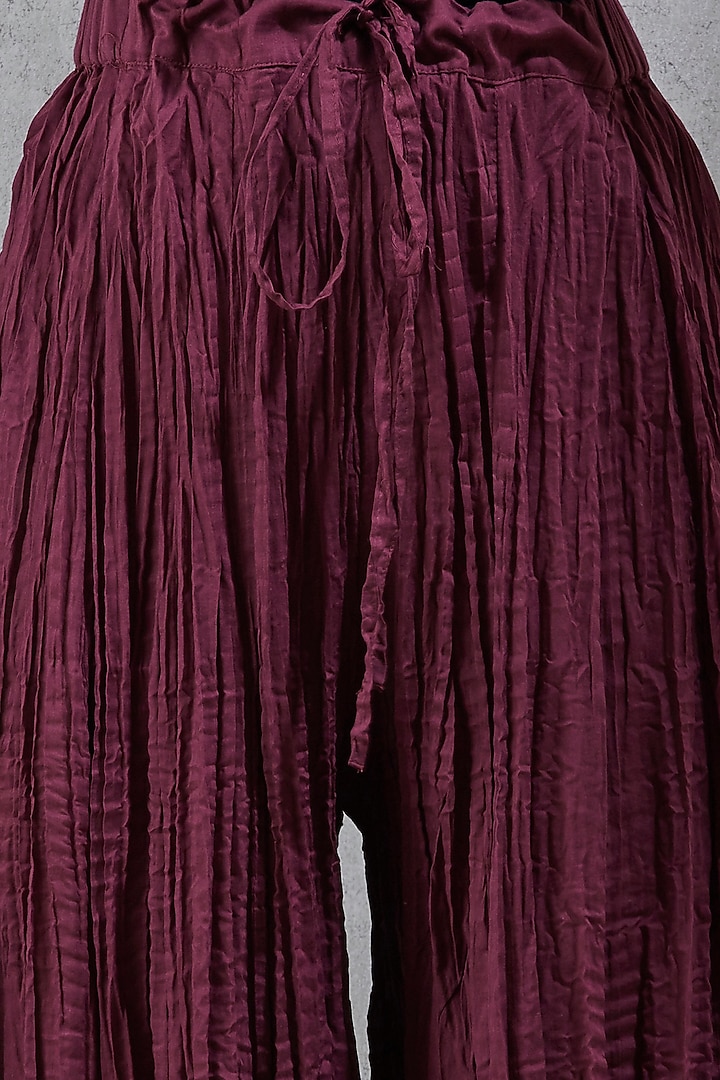 Burgundy Flared Palazzo Pants by Ritu Kumar at Pernia's Pop Up Shop