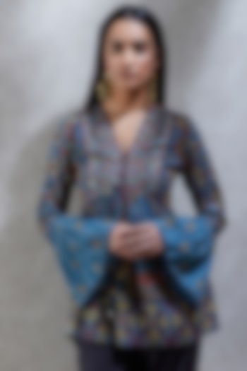 Smokey Grey Printed Kurta by Ritu Kumar at Pernia's Pop Up Shop