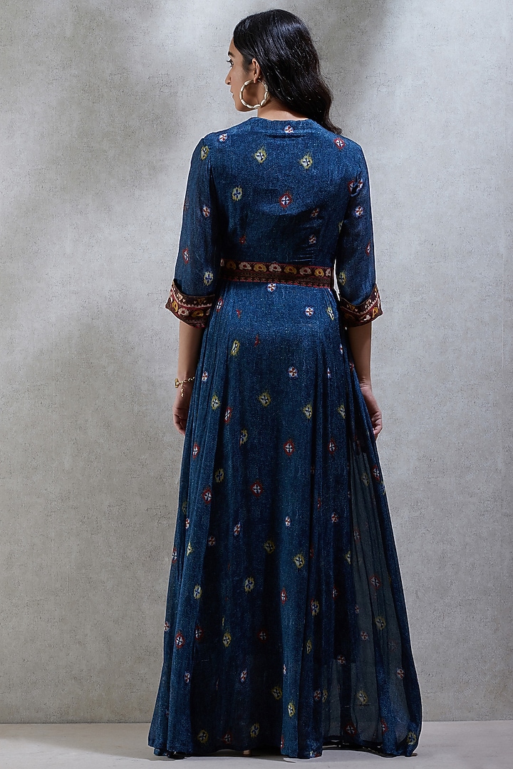 ritu kumar navy blue dress Navy Blue Embroidered Maxi Dress Design by Ritu Kumar at Pernia's Pop Up  Shop 2026