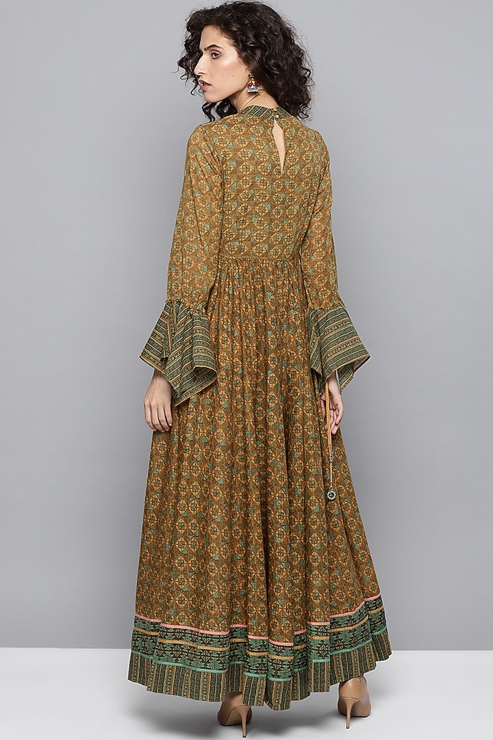 Sap Green Printed Anarkali Kurta by Ritu Kumar at Pernia's Pop Up Shop