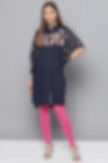 Indigo Blue Printed Shirt Kurta by Ritu Kumar at Pernia's Pop Up Shop