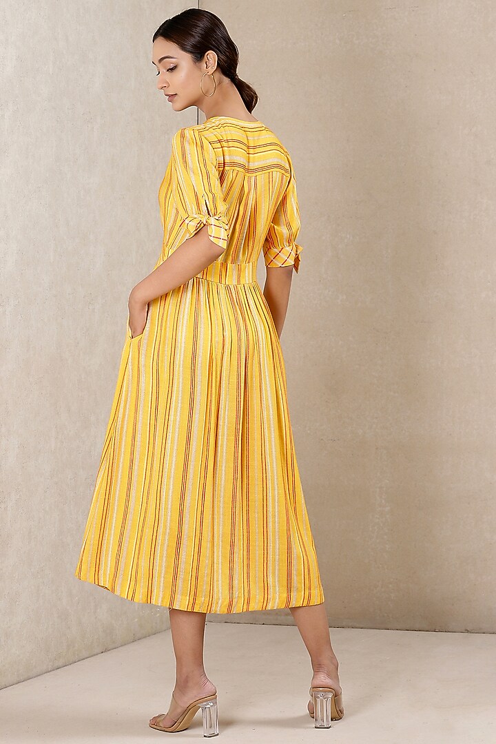 Yellow Printed Summer Dress by Ritu Kumar at Pernia's Pop Up Shop