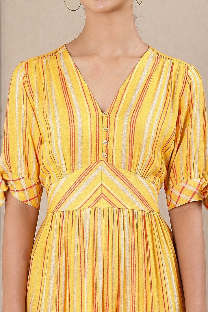 Yellow Printed Summer Dress by Ritu Kumar at Pernia's Pop Up Shop