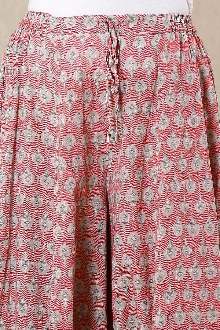 Pink Printed Flared Palazzo Pants by Ritu Kumar at Pernia's Pop Up Shop