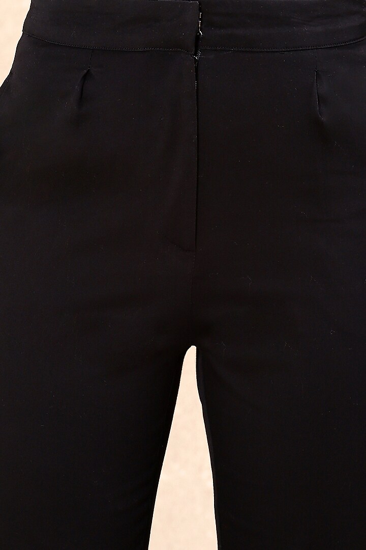 Black Cotton Straight Pants by Ritu Kumar at Pernia's Pop Up Shop