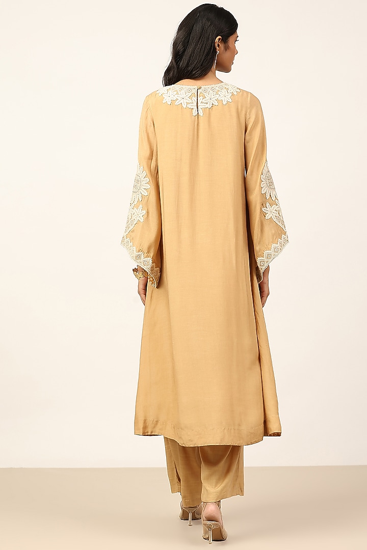 Beige Viscose Silk Kurta Set by Ritu Kumar at Pernia's Pop Up Shop