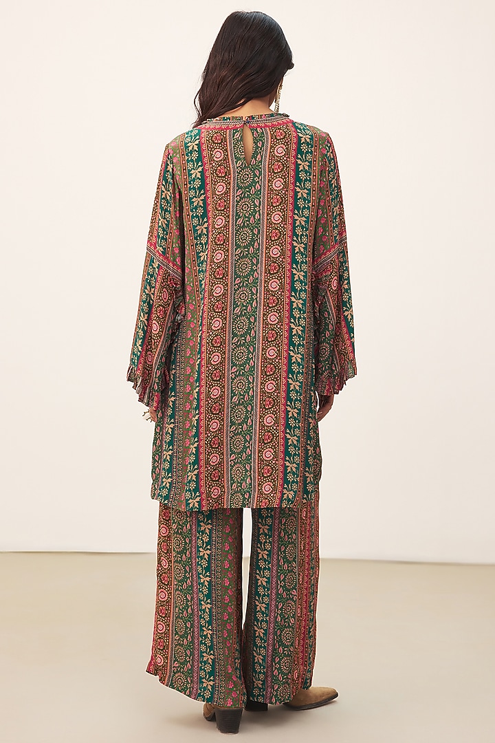 Teal Green Viscose Crepe Printed Kurta Set by Ritu Kumar at Pernia's Pop Up Shop