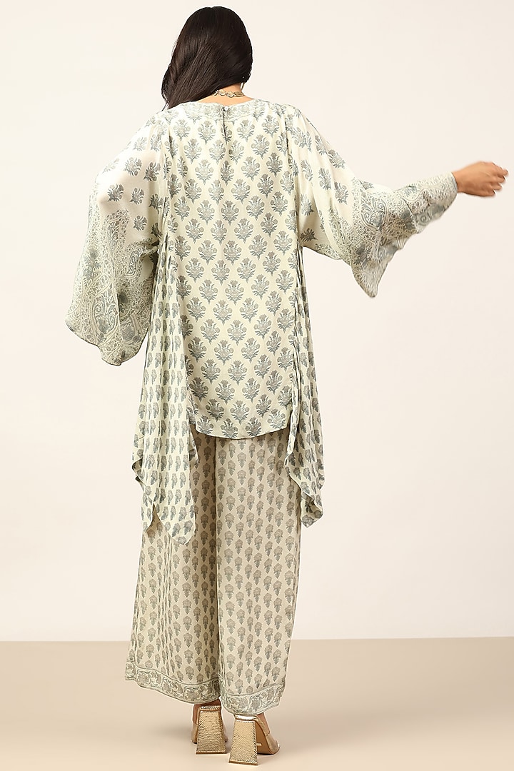 Grey Rayon Crepe Digital Printed Kurta Set by Ritu Kumar at Pernia's Pop Up Shop