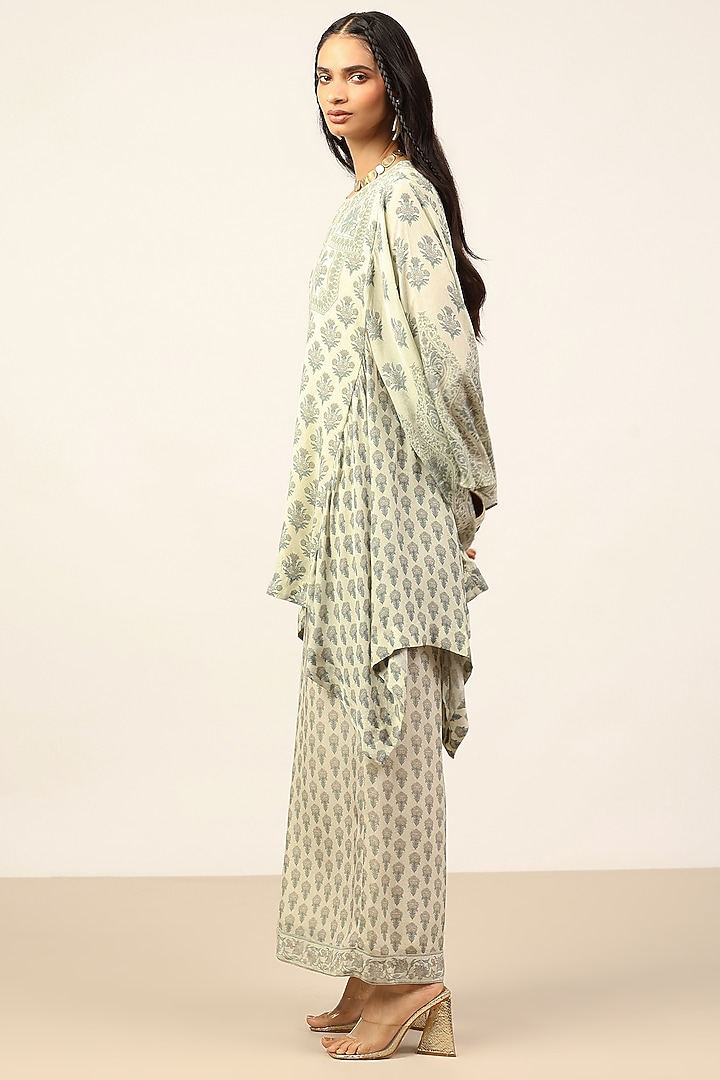 Grey Rayon Crepe Digital Printed Kurta Set by Ritu Kumar at Pernia's Pop Up Shop