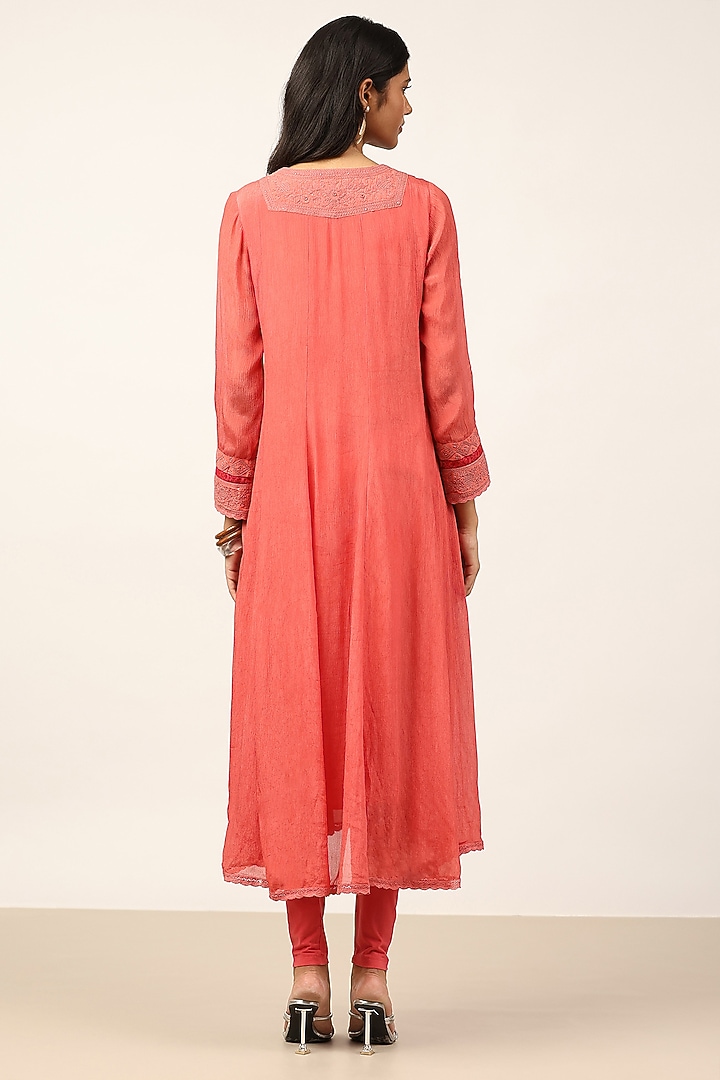 Pink Viscose Chinon Kurta Set by Ritu Kumar at Pernia's Pop Up Shop