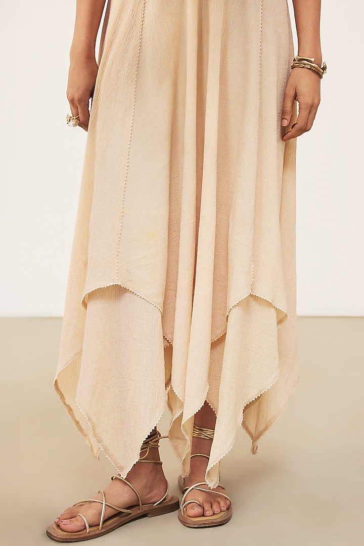 Ecru Bamberg Crinkle Maxi Vacation Dress by Ritu Kumar at Pernia's Pop Up Shop