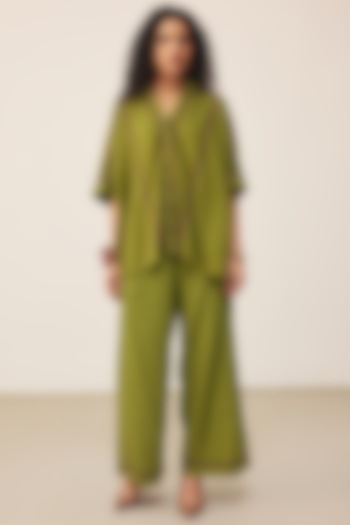 Green Cotton Slub Co-Ord Set by Ritu Kumar at Pernia's Pop Up Shop