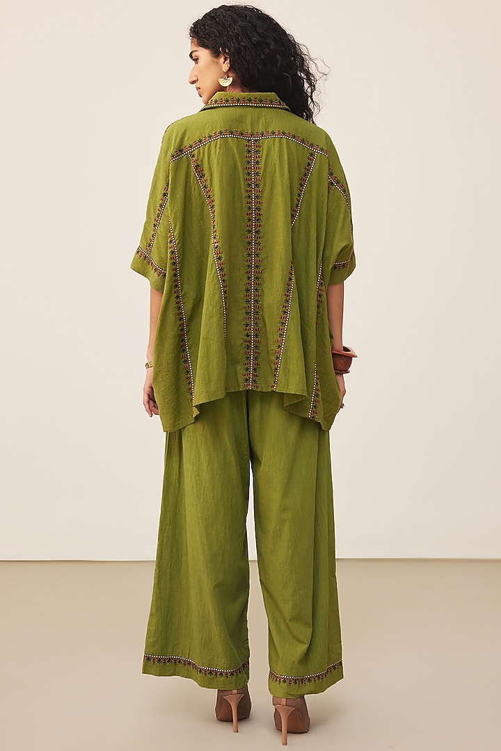 Green Cotton Slub Co-Ord Set by Ritu Kumar at Pernia's Pop Up Shop