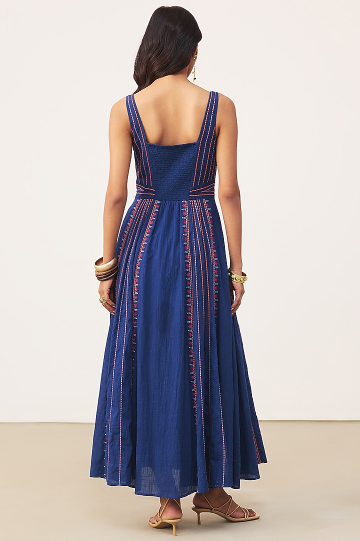 Blue Cotton Slub Maxi Summer Dress by Ritu Kumar at Pernia's Pop Up Shop