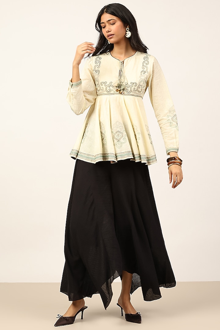 Ecru Cotton Slub Kurta by Ritu Kumar at Pernia's Pop Up Shop
