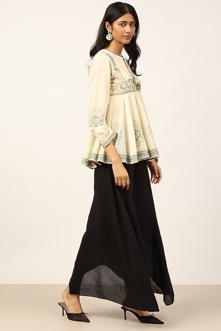 Ecru Cotton Slub Kurta by Ritu Kumar at Pernia's Pop Up Shop
