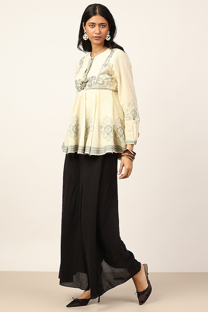 Ecru Cotton Slub Kurta by Ritu Kumar at Pernia's Pop Up Shop