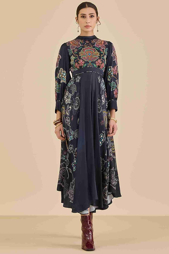 Black Modal Satin Maxi Vacation Dress by Ritu Kumar at Pernia's Pop Up Shop