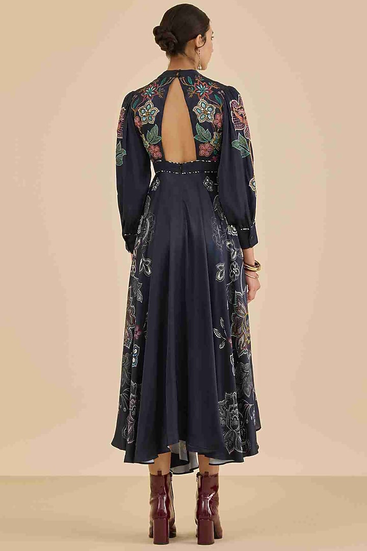 Black Modal Satin Maxi Vacation Dress by Ritu Kumar at Pernia's Pop Up Shop