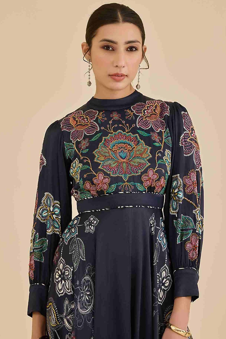 Black Modal Satin Maxi Vacation Dress by Ritu Kumar at Pernia's Pop Up Shop
